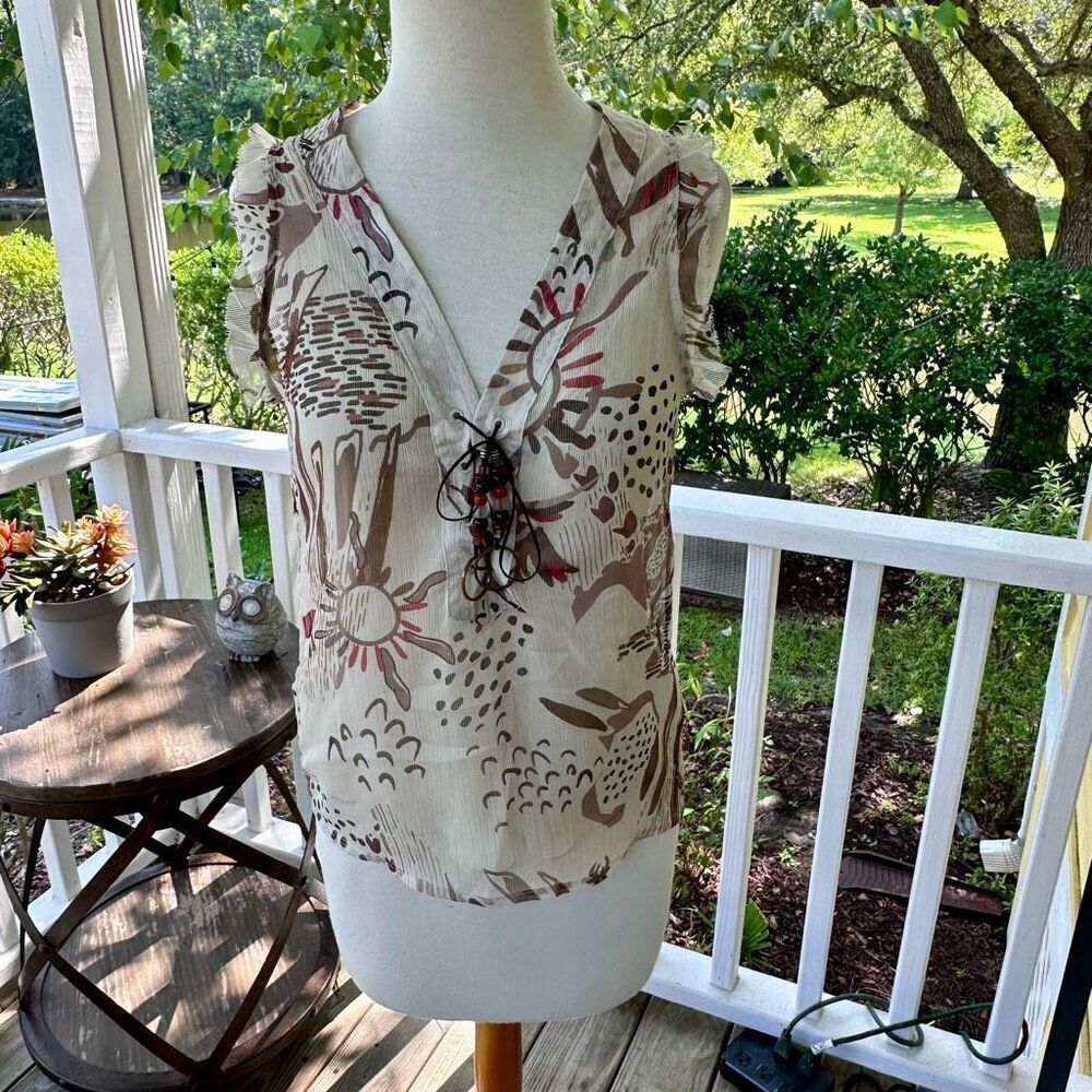 W By Worth Gorgeous Tank With Beaded Tie | Nwot